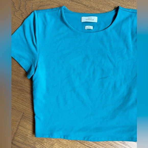 NWOT Babaton Contour Crew Cropped T-Shirt - Teal - Picture 4 of 7